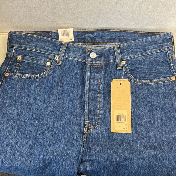 NWT - LEVI'S 501 MEN'S ORIGINAL JEANS, DARK STONEWASH (005010194) - Size 33Wx32L - Picture 7 of 9